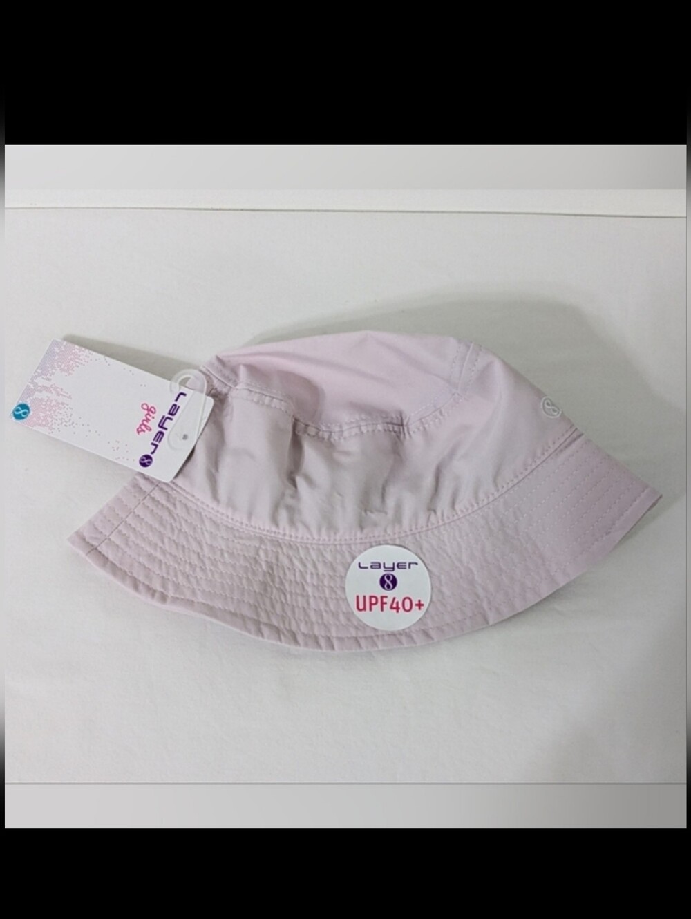 Layer 8 Pink Baby Girls UPF 40+ Sun Protection Bucket Hat, New With Tag